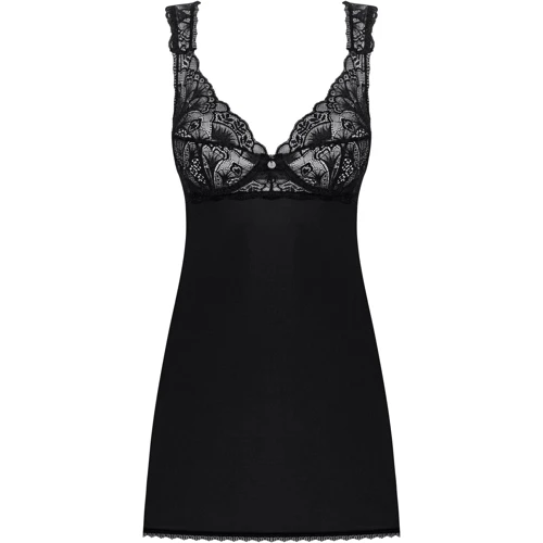 Сорочка бэби-долл с кружевом на груди Obsessive Donna Dream babydoll XS/S Black
