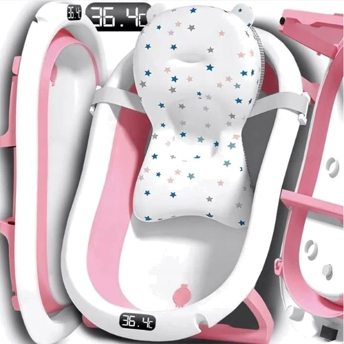 Детская ванночка складная с подушкой и термометром Kidwell Kanzaa Pink (Hnrt_4870) фото 2