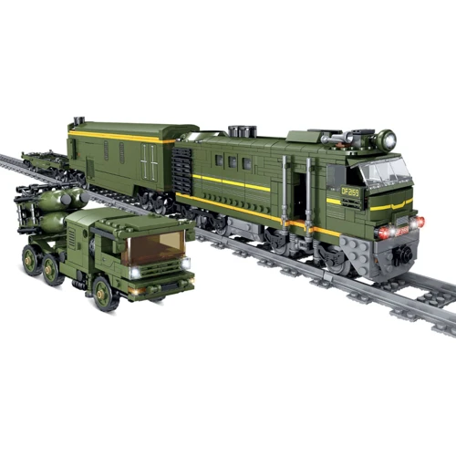 Конструктор ZIPP Toys Поезд DF2159 с рельсами зеленый
