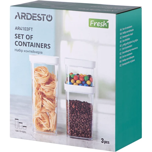 Набір ємностей для зберігання сипучих Ardesto Fresh 3 шт. (AR4103FT): Обсяг, л 1.5