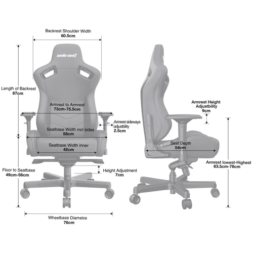 Кресло игровое Anda Seat Kaiser 2 Pro Grey Fabric Size XL (AD12YXL-17-G-F-G01) фото 12