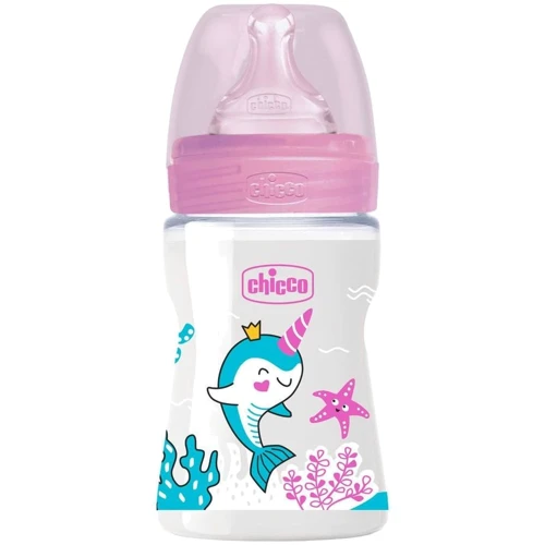 Бутылочка пластиковая Chicco Well-Being Physio Colors с силиконовой соской, 150 мл, 0м+ розовая (28611.10): Тип бутылочка для кормления