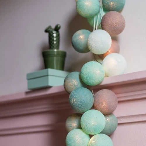 Гирлянда Cotton ball lights на 20 шаров 3,8м, Mint: Длина, м 3.8