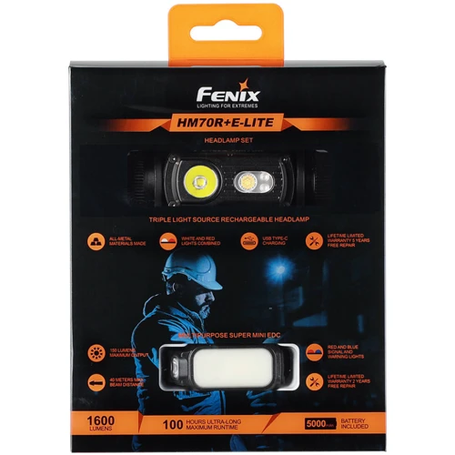 Фонарь туристический Fenix HM70R + Fenix E-LITE HM70RE-LITE