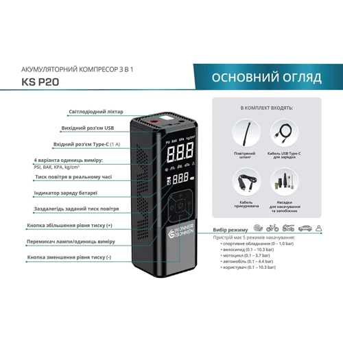 Автомобильный компрессор Konner&Sohnen KS P20
