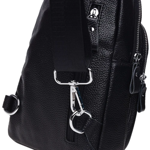 Мужская сумка-слинг Keizer черная (K15055-black): Фактура Матовая, Зернистая