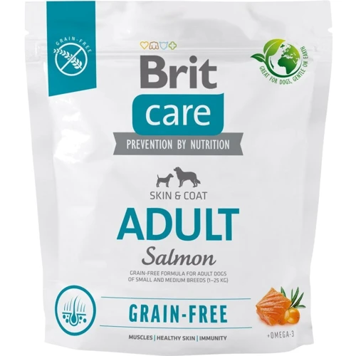 Сухой корм Brit Care Dog Grain-free Adult беззерновой с лососем для собак маленьких и средних пород 1 кг (8595602558858)