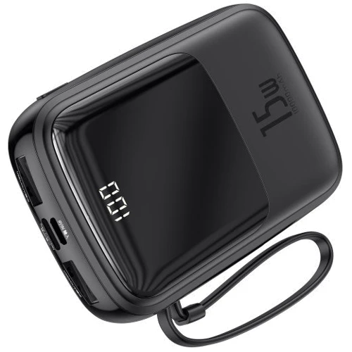 Внешний аккумулятор Baseus Power Bank 20000mAh with USB-C Cable Q Pow Display 15W Black (PPQD-A01): Кабели/переходники для смартфонов в комплекте USB Type-C
