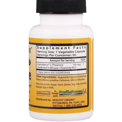 Healthy Origins L-Theanine 100 mg L-теанин 180 капсул: Тип L Теанин