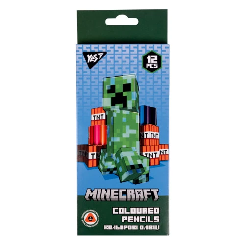 Олівці кольорові YES 12 кольорів Minecraft (290701)