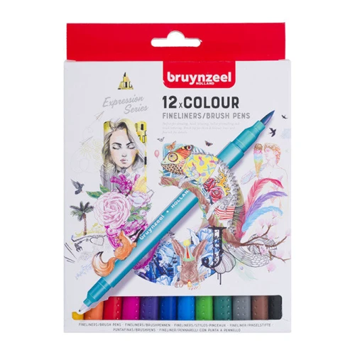 Набір Лінери-кистей двосторонніх 12 кол. Bruynzeel (60325012) BRUSHPEN: Тип На водній основі