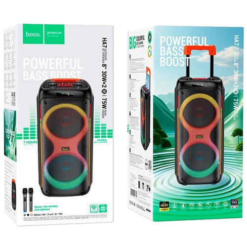 Акустика Hoco HA7 + 2 Microphone Black: Цвет черный