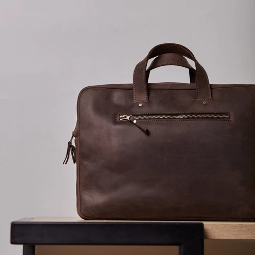 INCARNE Handmade Leather Laptop bag Biz Brown for MacBook 15-16" фото 5