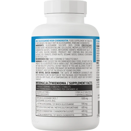 OstroVit Glucosamine + MSM + Chondroitin 90 tabs (для суставов и связок): Пол Унисекс