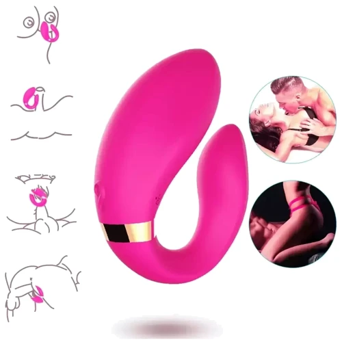 Вибромассажер для пар Boss Series с пультом ДУ - Couple Vibrator Pink USB 9 Function (BS5200030)