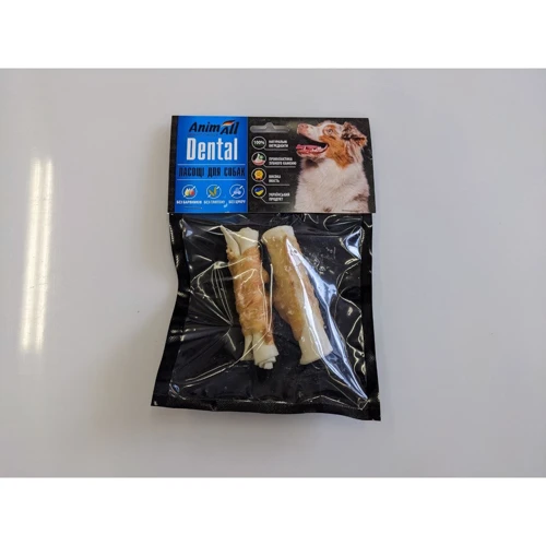 Лакомства для собак AnimAll Dental трубочка рулетик №4 с мясом курицы 9-10 см 2 шт. (2000981274771)
