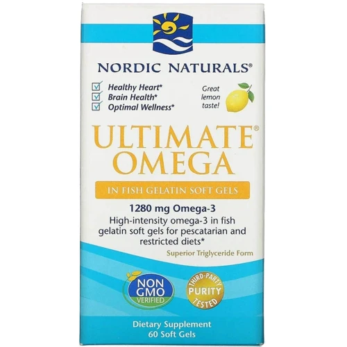 Nordic Naturals Ultimate Omega, Lemon Flavor, 1000 mg, 60 Softgels (NOR01797)
