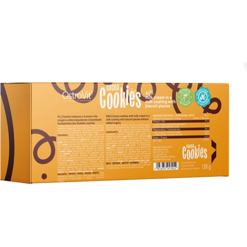 Пирожные с кусочками печенья OstroVit Cocoa Cookies with Milk Cream in a Milk Coating with Biscuit Pieces 128 g: Пол Унисекс