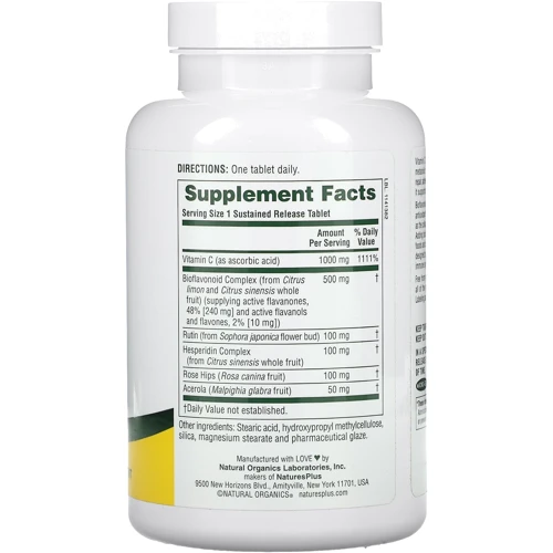 Nature's Plus Super C complex 1000 mg Супер комплекс витамина С 180 таблеток: Тип Витамин C
