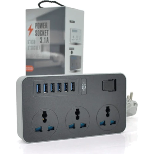 Мережевий фільтр Voltronic TВ-Т09, 3роз, 6*USB Black (ТВ-Т09-Black): Тип Сетевые фильтры