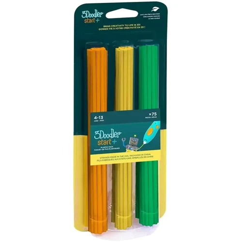 Набор стержней для 3D-ручки 3Doodler Start - Микс (75 шт: оранжевый, желтый, зеленый) (3DS-ECO-MIX2-75): Возраст от 8-ми лет