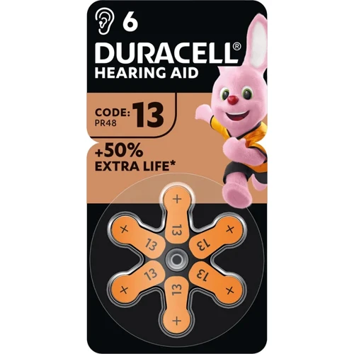 Duracell Hearing Aid 13 6 шт для слуховых аппаратов (5000394167070)