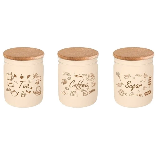 Банка HEREVIN Matte Beige MIX с деревянной крышкой 0.45 л (232101-021)