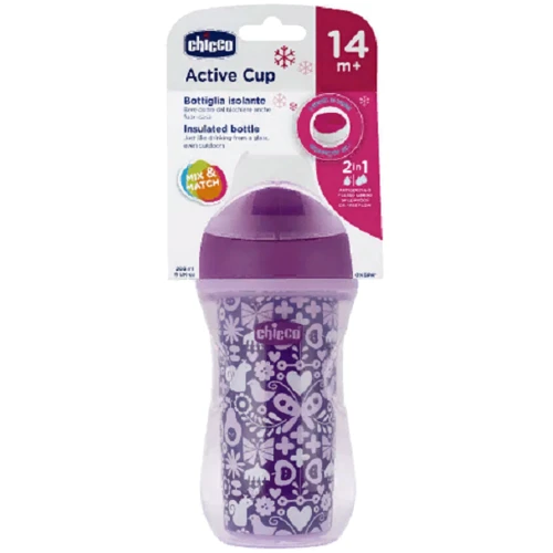 Поильник-непроливайка Chicco Active Cup 266 мл 14 мес+ фиолетовый (06981.10.01): Поток средний