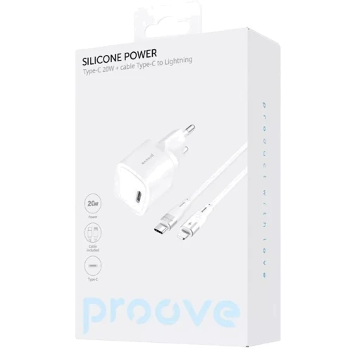 Зарядное устройство Proove Wall Charger USB-C Silicone 20W White with Lightning Cable (WCSP20020102): Особенности Быстрая зарядка
