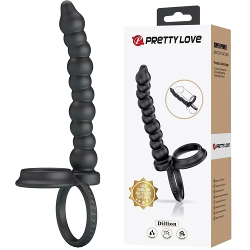 Кільце ерекційне з насадкою для анального сексу LYBAILE Pretty Love - Diilon Black (BI-210331)