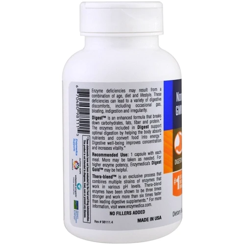 Enzymedica Digest, Complete Enzyme Formula, 90 Capsules (ENZ98111) Ферменты для Усвоения: Форма выпуска Капсулы
