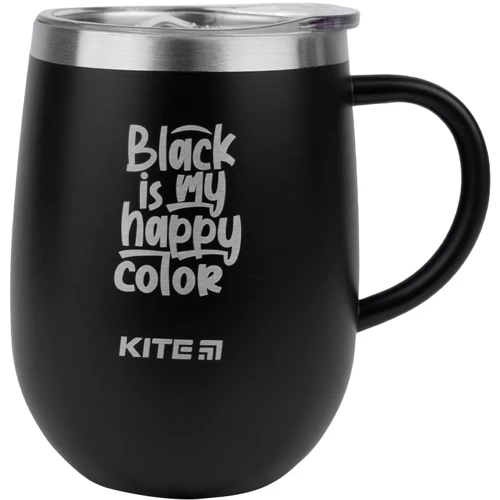 Термокухоль Kite Black is my happy color 360 мл чорна (k22-378-01-2)