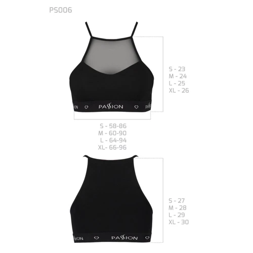 Спортивный топ с прозрачной вставкой Passion PS006 TOP black, size XL
