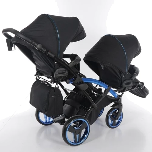 Универсальная коляска для двойни 2 в 1 Junama Diamond Individual Duo Slim 02, черный на синей раме (JD-IN-DUOs-02): Тип коляски Коляска для двойни