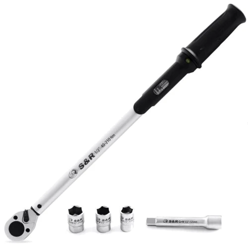 Ключ динамометричний S&R 1/2" 40-210 Nm L560мм + подовжувач 125 мм (465112210)