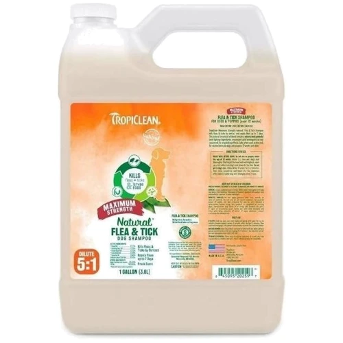 Шампунь Tropiclean Гвоздика та лемонграс 1:5 для собак та цуценят від 12 тижнів інсектоакарицидний проти сверблячки 3.8 л (320321)