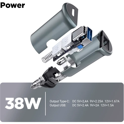 Зарядний пристрій ArmorStandard Car Charger USB+USB-C with Lightning Cable Grey (ARM82460): Кабель в комплекті Lightning