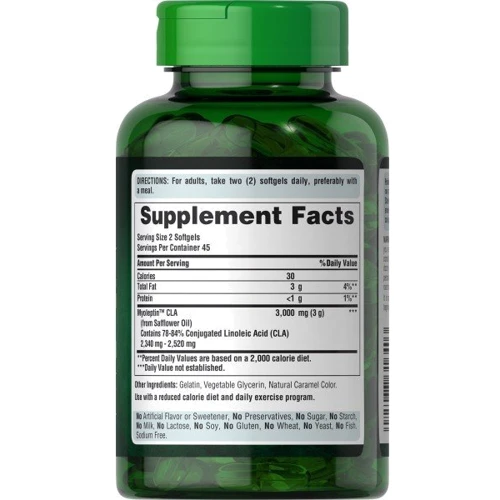 Puritan's Pride MyoLeptin CLA 1 500 mg кон'юговані лінолева кислота 90 гелевих капсул: Виробник Puritan's Pride
