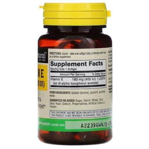 Mason Natural Vitamin E 400 UI Вітамін Е 100 м'яких капсул: Тип Витамин E