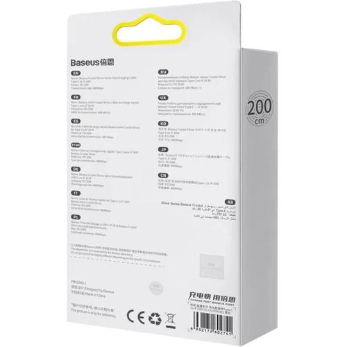 Кабель Baseus Cable USB-C to Lightning Crystal Shine 20W 2m Black (CAJY000301) фото 8