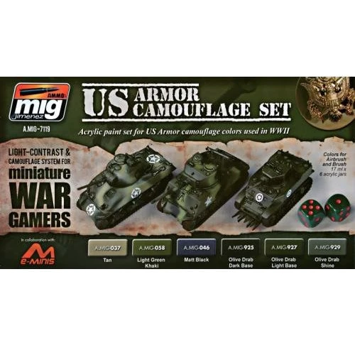 Набір акрилових фарб "Wargames" AMMO A-MIG-7119: Техніка США