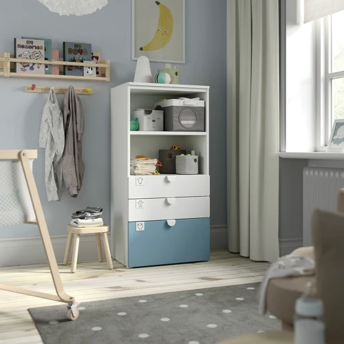 Шафа ІКЕА SMÅSTAD/PLATSA 60х42х123 см біло-блакитна з 3 ящиками (695.439.24) фото 4