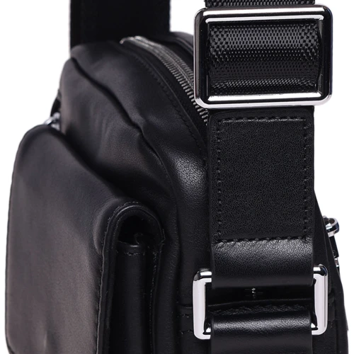 Мужская сумка через плечо Ricco Grande черная (K16426-black): Фактура Матовая, Гладкая