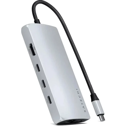 Адаптер Satechi Adapter USB-C to 4xUSB-C+RJ45+HDMI 8K Silver (ST-P8KES)