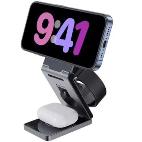 Зарядний пристрій Proove Wireless Charger Titan Volt 3 in 1 15W Gray (WSTV15000003) for iPhone 16 I 15 I 14 I 13 I 12 series, Apple Watch and Apple AirPods: Особливості Для Apple Watch, MagSafe