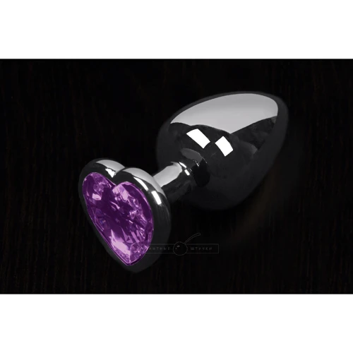 Пикантные Штучки Маленькая серебристая анальная пробка с кристаллом в виде сердечка 6x3 см, фиолетовый: Для кого Унисекс