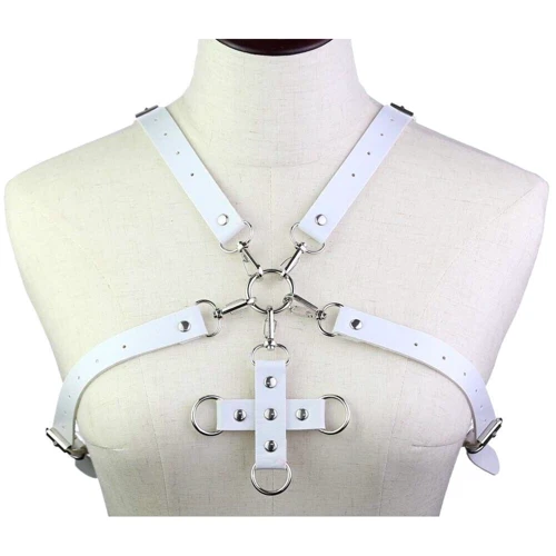 Портупея с фиксатором Women's PU Leather Chest Harness Caged Bra WHITE: Производитель SKN
