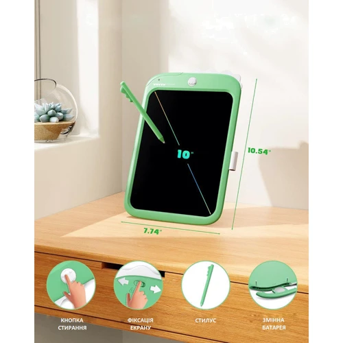 Дитячий LCD планшет для малювання Beiens Динозаврик 10” Multicolor зеленый (К1006green)