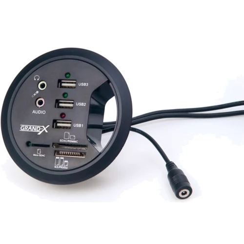 Аксессуар для ноутбуков USB хаб Grand-X + cardreader + 3,5mm audio in-out (DH-80X): Тип аксессуара USB хаб