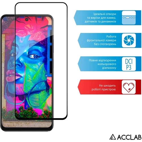 ACCLAB Tempered Glass Full Glue Black for Oppo A3 5G фото 5